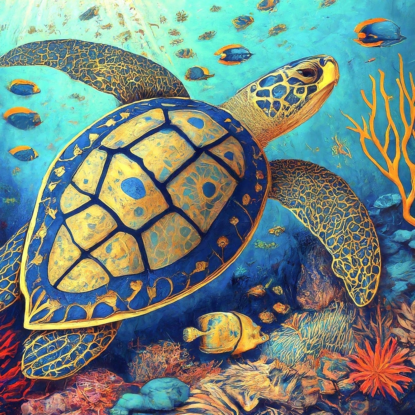 Sea Turtle Jewel Tone Blue